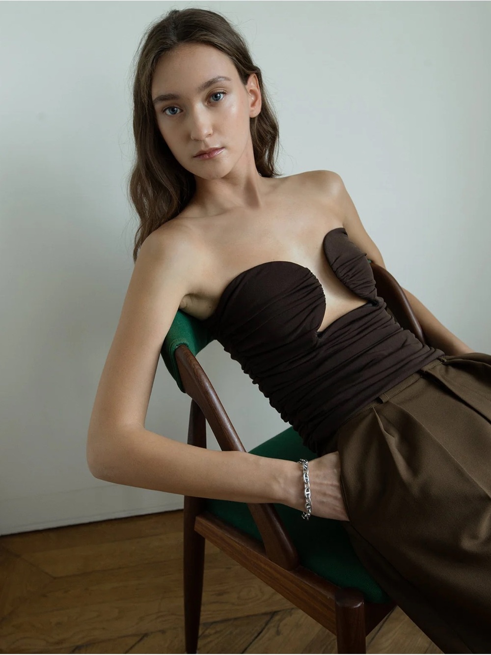 Pixie Market DOMINIQUE BUSTIER TOP IN CHICORY